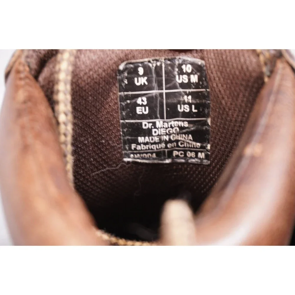Dr. Martens Boots Diego Mens 10 Air Wair Brown Leather Lace Up Ankle Combat Work